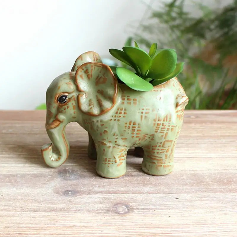 Cute Ceramic Elephant Planters For Indoor Plants & Succulents 
Desk Decor Succulent Pots Elephant Figurine Small Orchid Pot