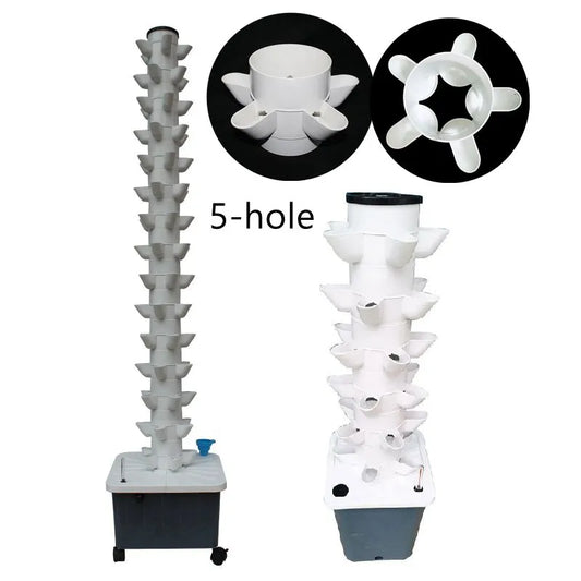 Cute 5-Hole Hydroponic Growing System Garden Balcony Vertical Tower Planters DIY Soilless Culture Grow Pot Kit Detachable Cups