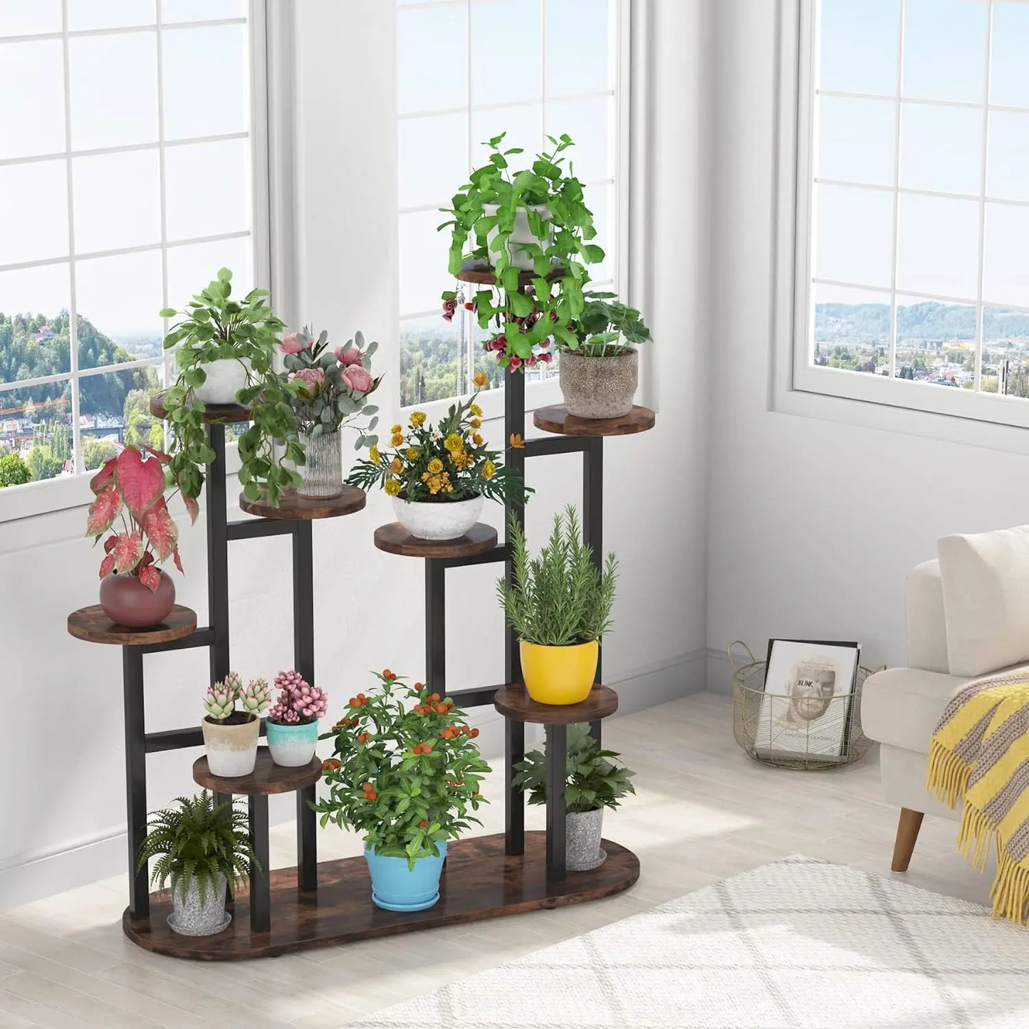 Cute Indoor Plant Stand, Multi-Tiered 11 Potted Plant Shelf, 
Tall Plant Rack Display Holder, Planter, Organizer