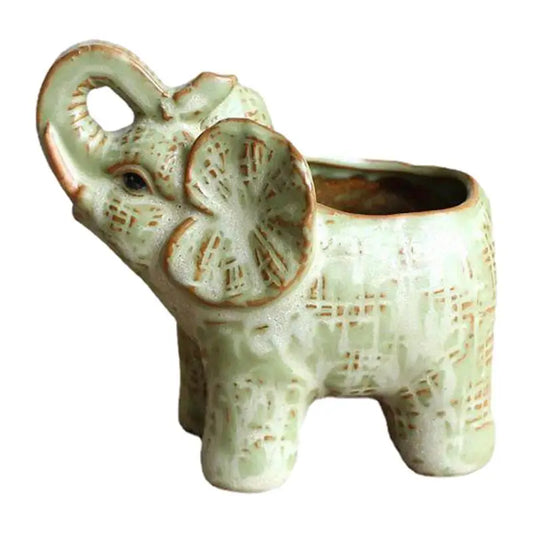 Cute Ceramic Elephant Planters For Indoor Plants & Succulents 
Desk Decor Succulent Pots Elephant Figurine Small Orchid Pot