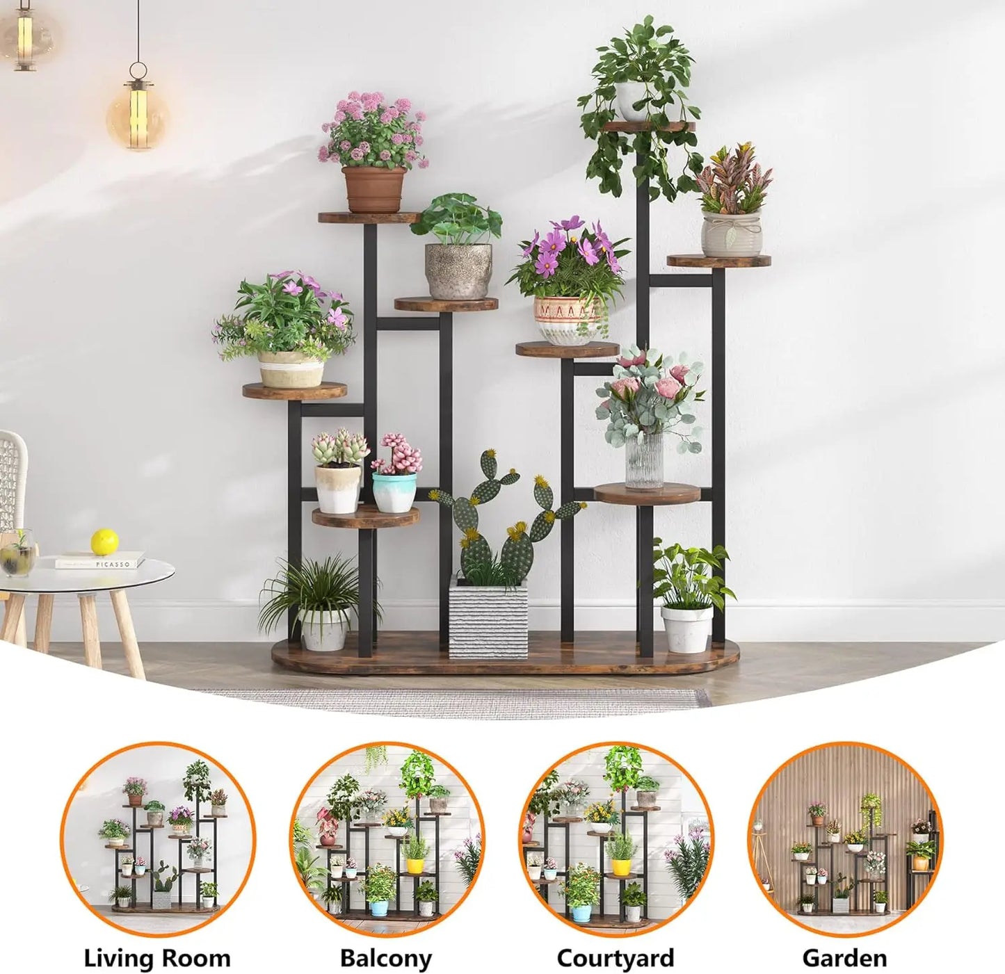 Cute Indoor Plant Stand, Multi-Tiered 11 Potted Plant Shelf, 
Tall Plant Rack Display Holder, Planter, Organizer